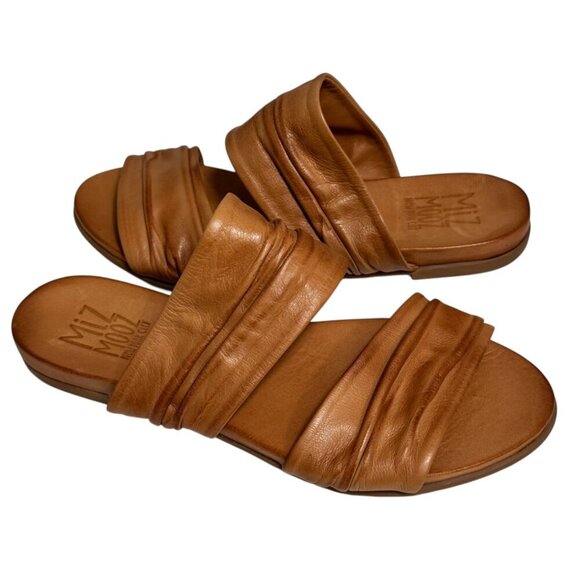 Miz Mooz Tevin Leather Slide Sandals in brandy size 40/9 NEW - Picture 1 of 5